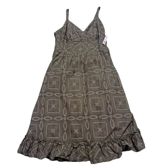 Apt.9 Women's Olive Green Ruffled Midi Summer Vacation Dress Smocked Back Sz 14 - Picture 2 of 9
